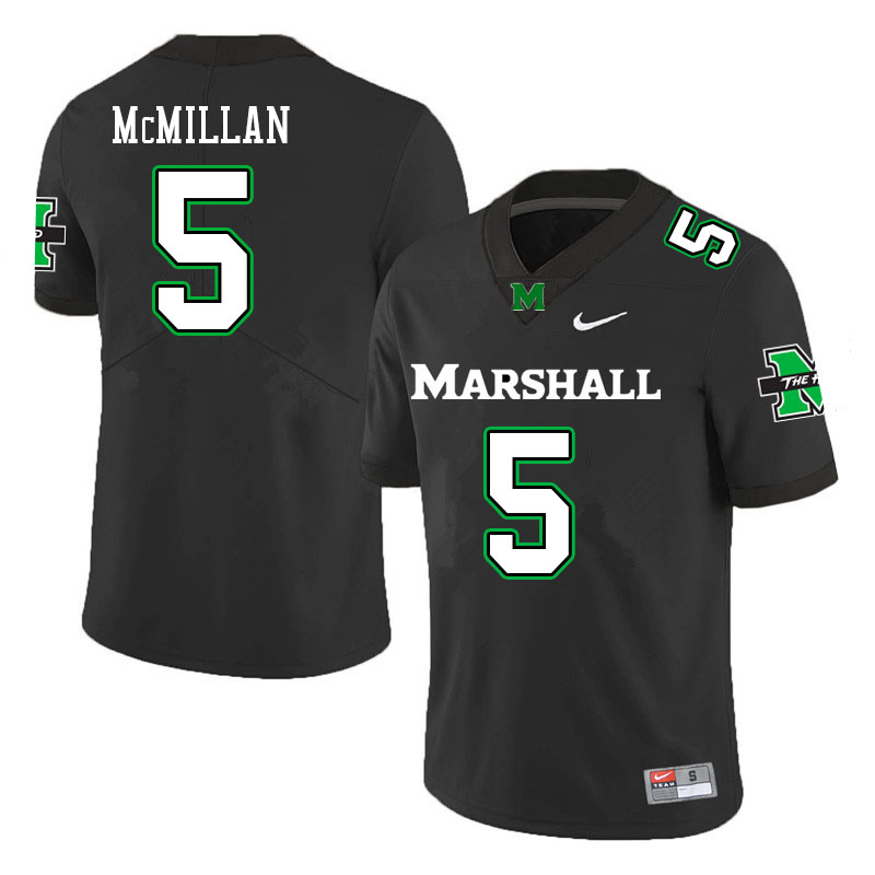 Men #5 Caleb McMillan Marshall Thundering Herd College Football Jerseys Stitched-Black - Click Image to Close